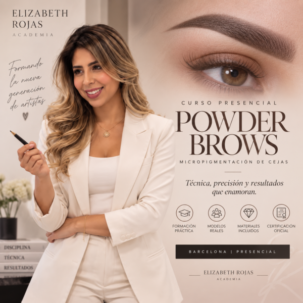 Curso presencial Powder Brows, micropigmentación de cejas en Barcelona - Elizabeth Rojas Academia
