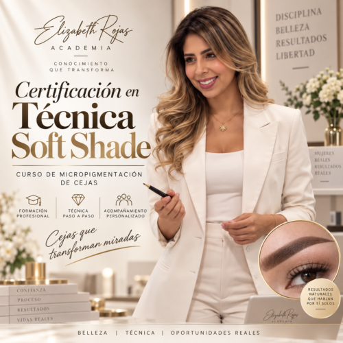 Certificación en Técnica Soft Shade, curso de micropigmentación de cejas - Elizabeth Rojas Academia